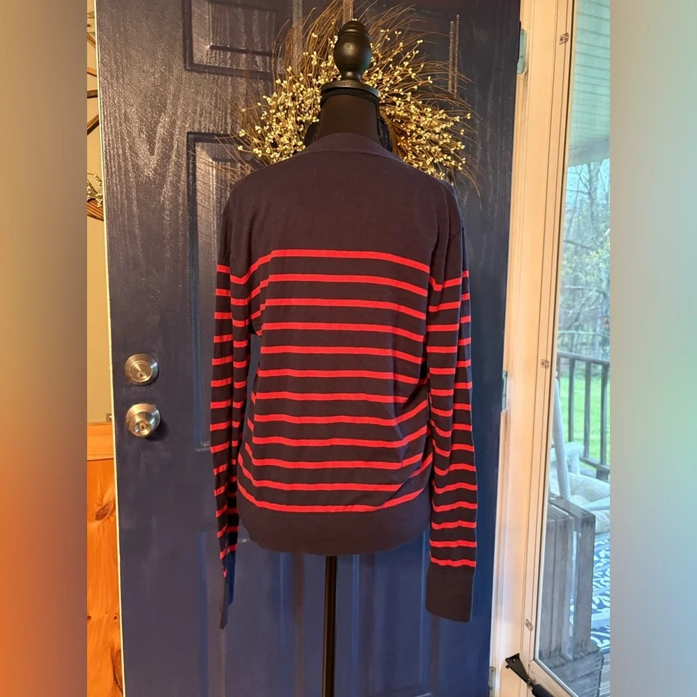 J. Crew Blue and Pink Cardigan Sweater size M